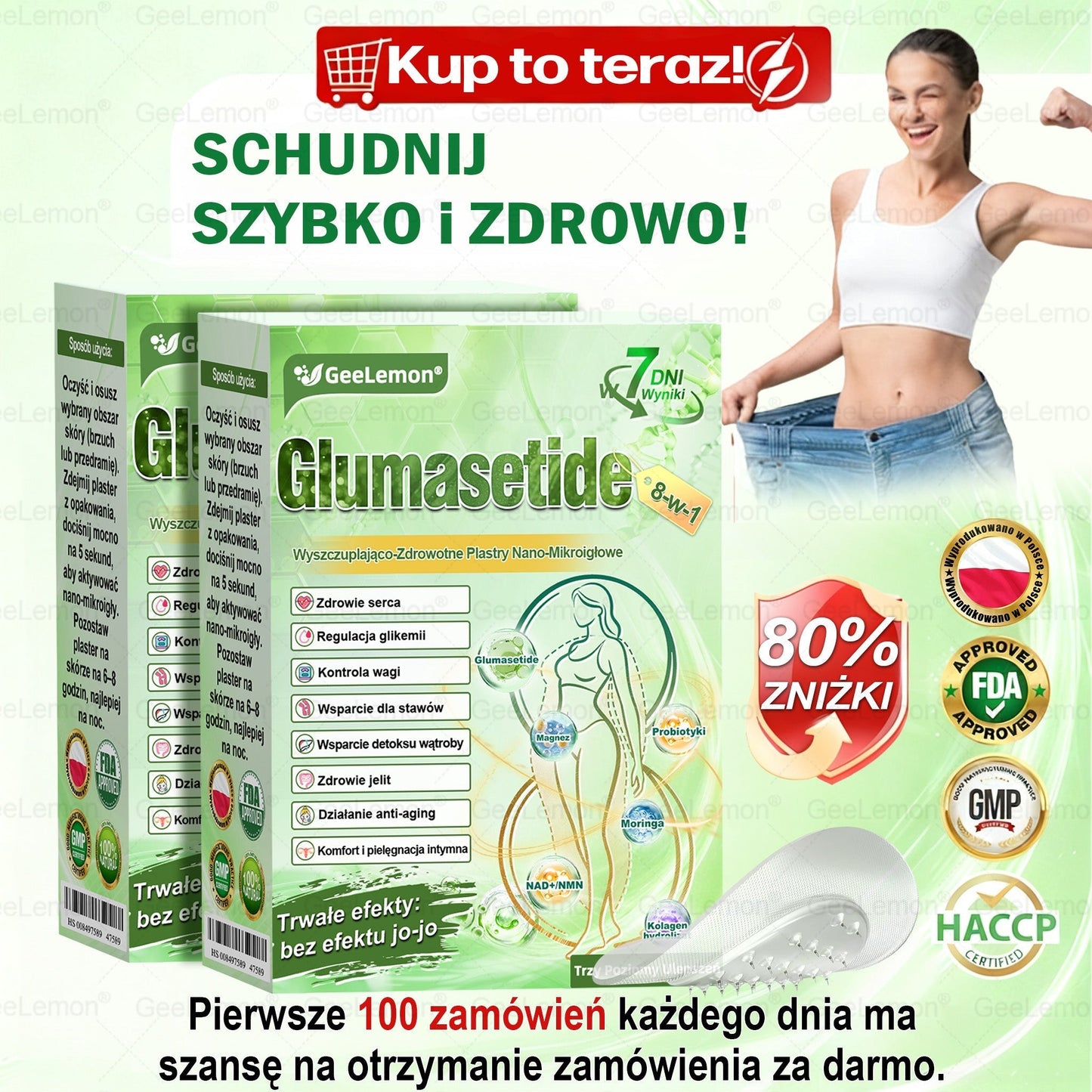 Oficjalny Sklep | 👩‍⚕️ ✨  𝐆𝐞𝑒𝐿𝑒𝐦𝐨𝐧® 𝐆𝐥𝐮𝐦ase𝐭𝐢𝐝𝐞 𝟖 𝐰 𝟏 Smukły i Zdrowy Nano Plaster z Mikronakłuciami 🇵🇱(Tylko raz dziennie, widoczne zmiany już w 7 dni)✅ Na otyłość, 🅛🅞🅞🅢🅔 🅢🅚🅘🅝 wiotką skórę, cukrzycę, bezdech senny, problemy ze stawami i wiele więcej
