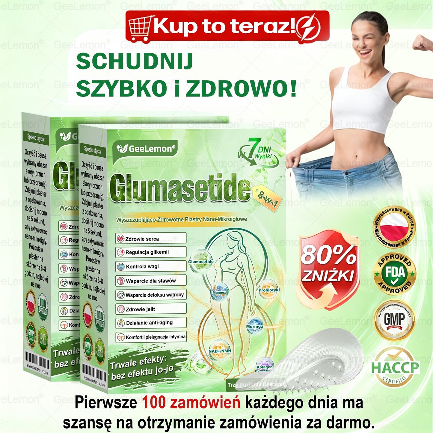 Oficjalny Sklep | 👩‍⚕️🎁 𝐆𝐞𝑒𝐿𝑒𝐦𝐨𝐧® 𝐆𝐥𝐮𝐦ase𝐭𝐢𝐝𝐞 𝟖 𝐰 𝟏 Smukły i Zdrowy Nano Plaster z Mikronakłuciami 🇵🇱(Tylko raz dziennie, widoczne zmiany już w 7 dni)✅ Na otyłość, 🅛🅞🅞🅢🅔 🅢🅚🅘🅝 wiotką skórę, cukrzycę, bezdech senny, problemy ze stawami i wiele więcej