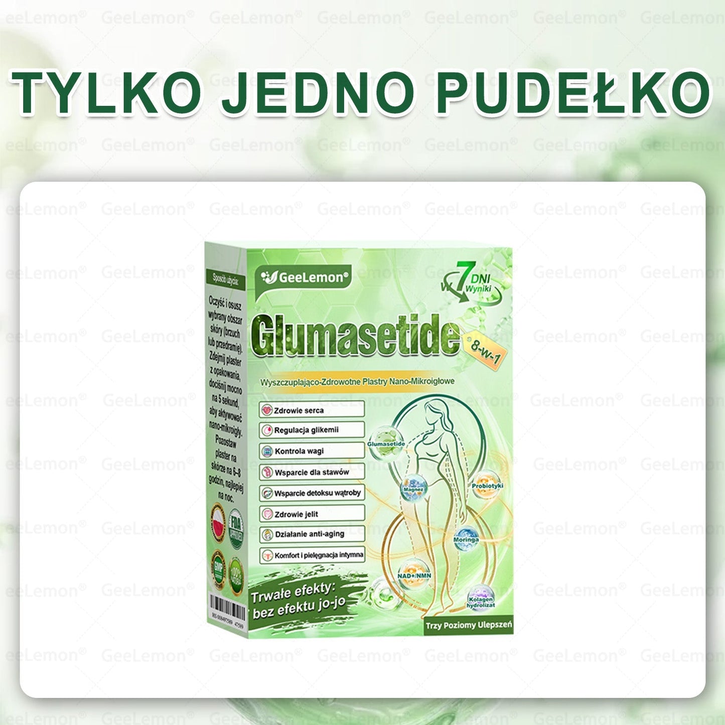 Oficjalny Sklep | 👩‍⚕️🎁 𝐆𝐞𝑒𝐿𝑒𝐦𝐨𝐧® 𝐆𝐥𝐮𝐦ase𝐭𝐢𝐝𝐞 𝟖 𝐰 𝟏 Smukły i Zdrowy Nano Plaster z Mikronakłuciami 🇵🇱(Tylko raz dziennie, widoczne zmiany już w 7 dni)✅ Na otyłość, 🅛🅞🅞🅢🅔 🅢🅚🅘🅝 wiotką skórę, cukrzycę, bezdech senny, problemy ze stawami i wiele więcej